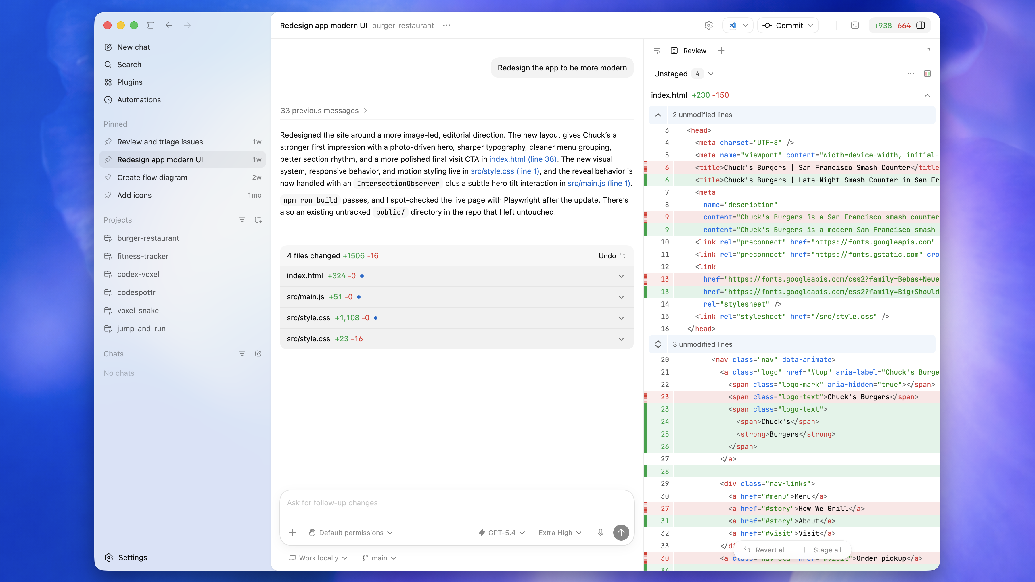 Codex App review pane
