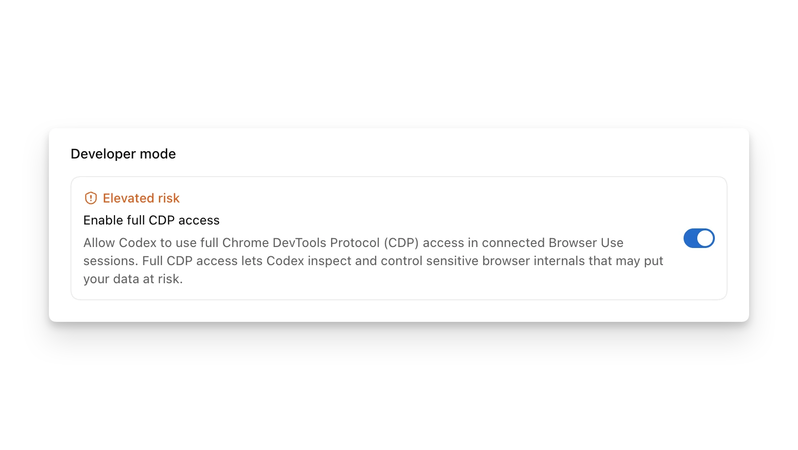 Codex browser developer mode